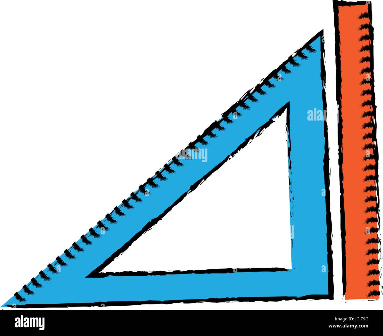 ruler and triangle ruler geometry measuring objects Stock Vector Image ...