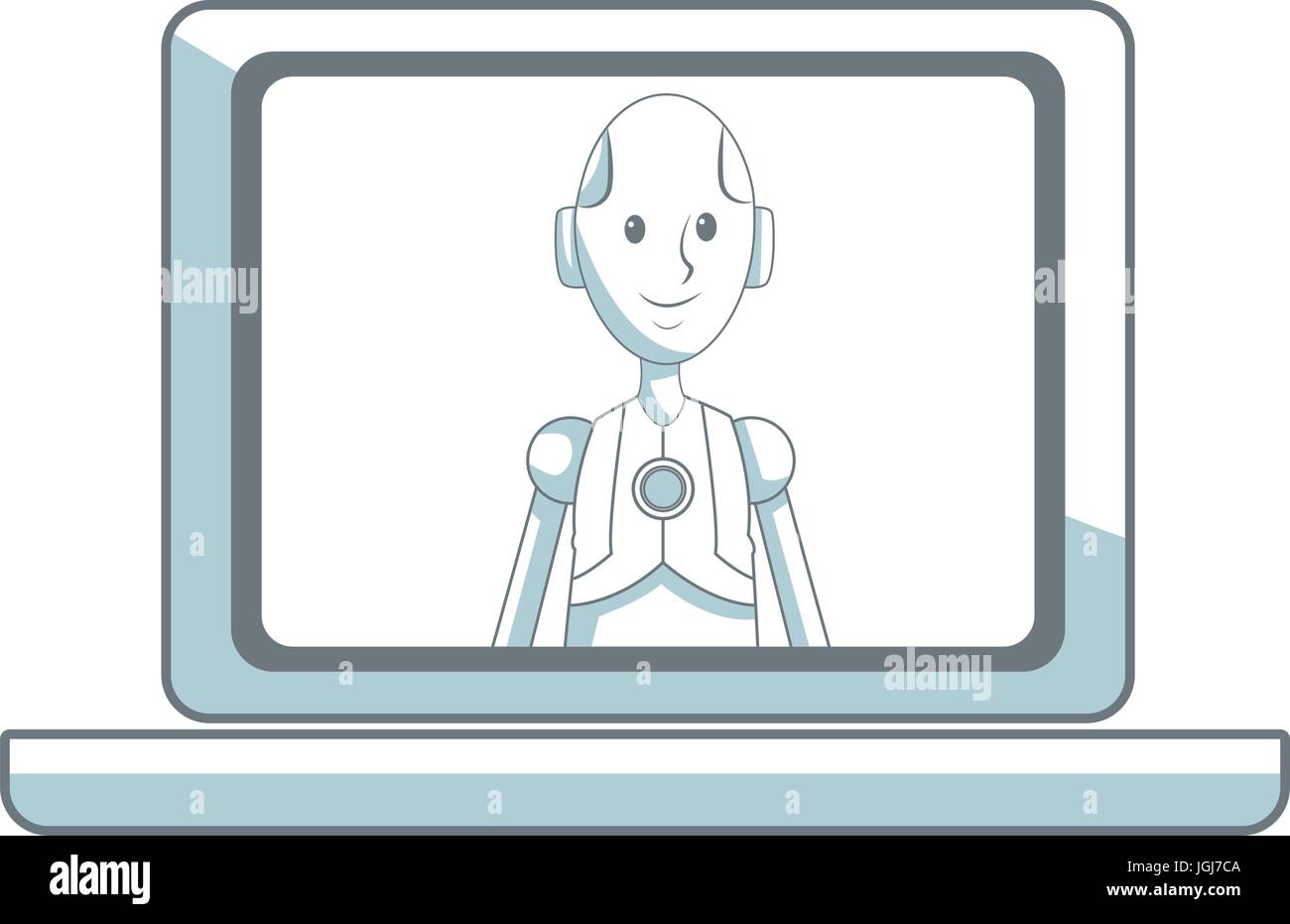 laptop computer with artificial intelligence android Stock Vector Image ...