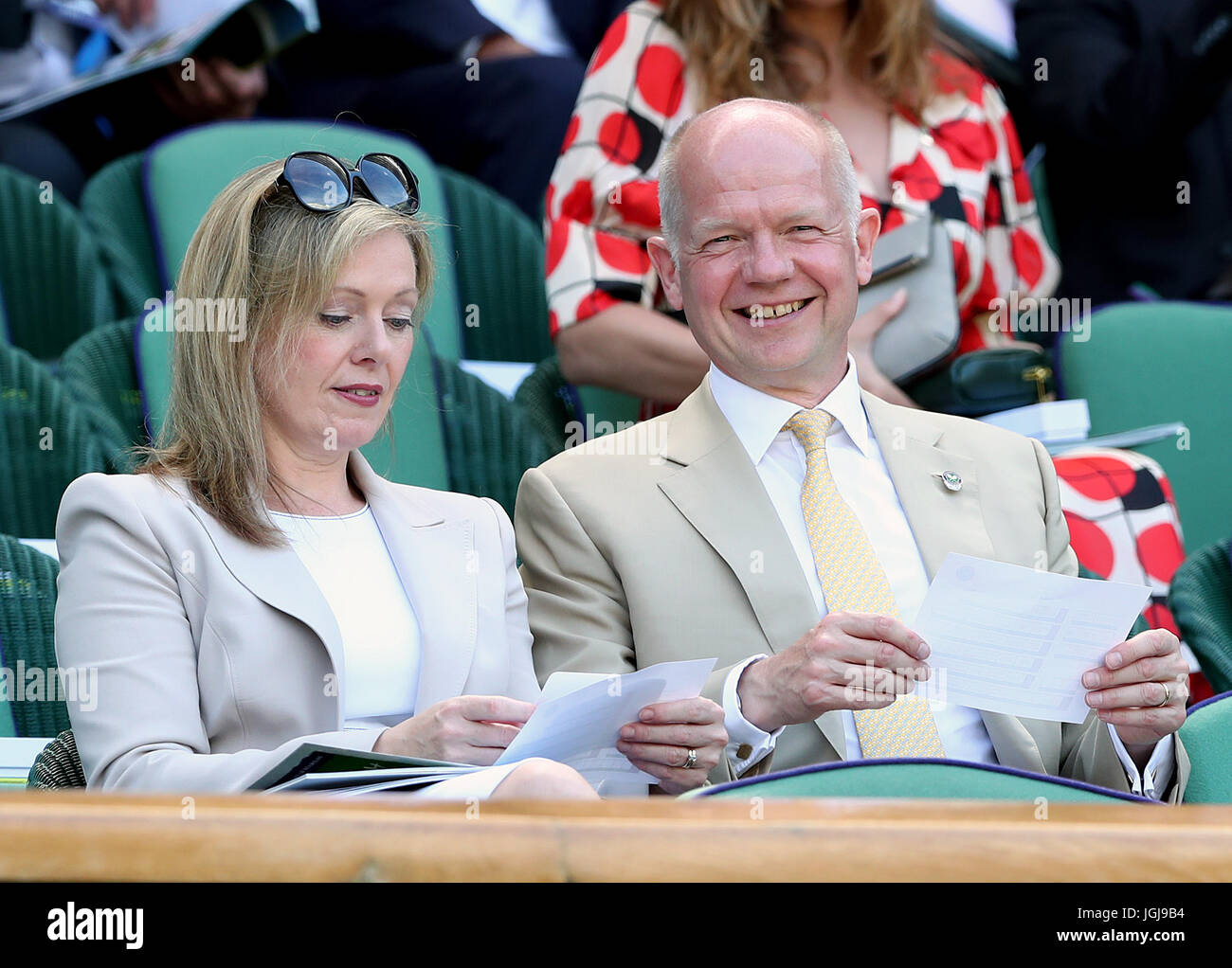 William Hague and his wife Ffion on day five of the Wimbledon Championships at The All England Lawn Tennis and Croquet Club, Wimbledon. Stock Photo