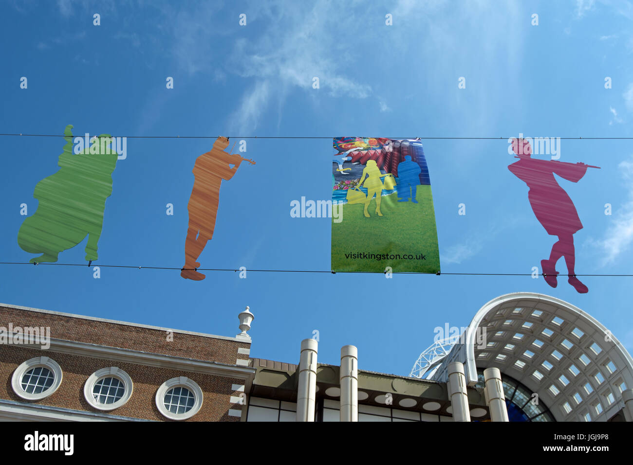 raised cutout figures intended to promote and encourage events and activities in kingston upon thames, surrey, england Stock Photo