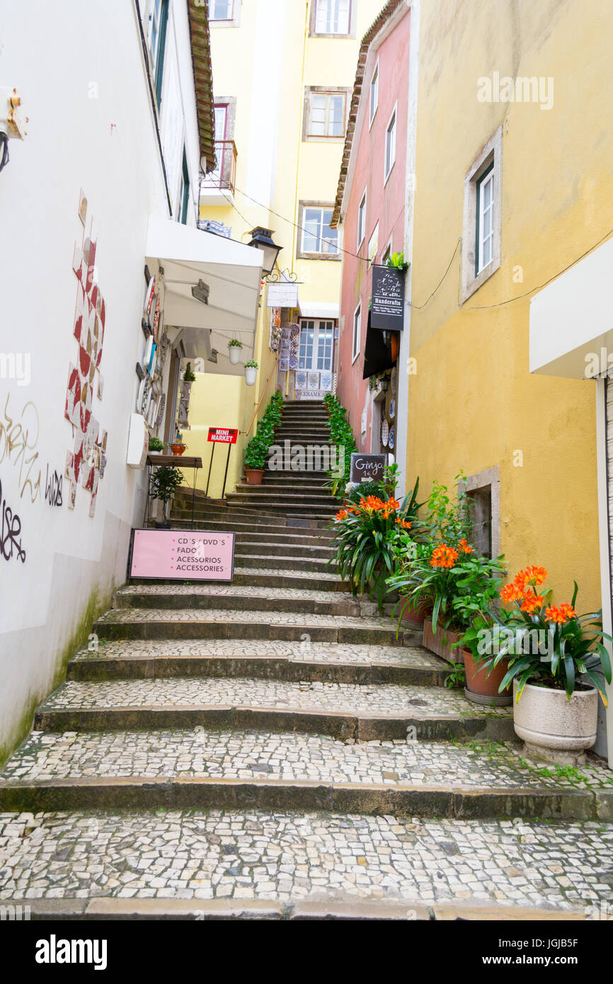 Narrow street in Sintra City Center (Portugal Stock Photo - Alamy