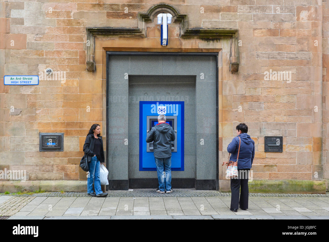 Bank of Scotland cash machine dispenser, Fort William, Scotland, UK Stock Photo