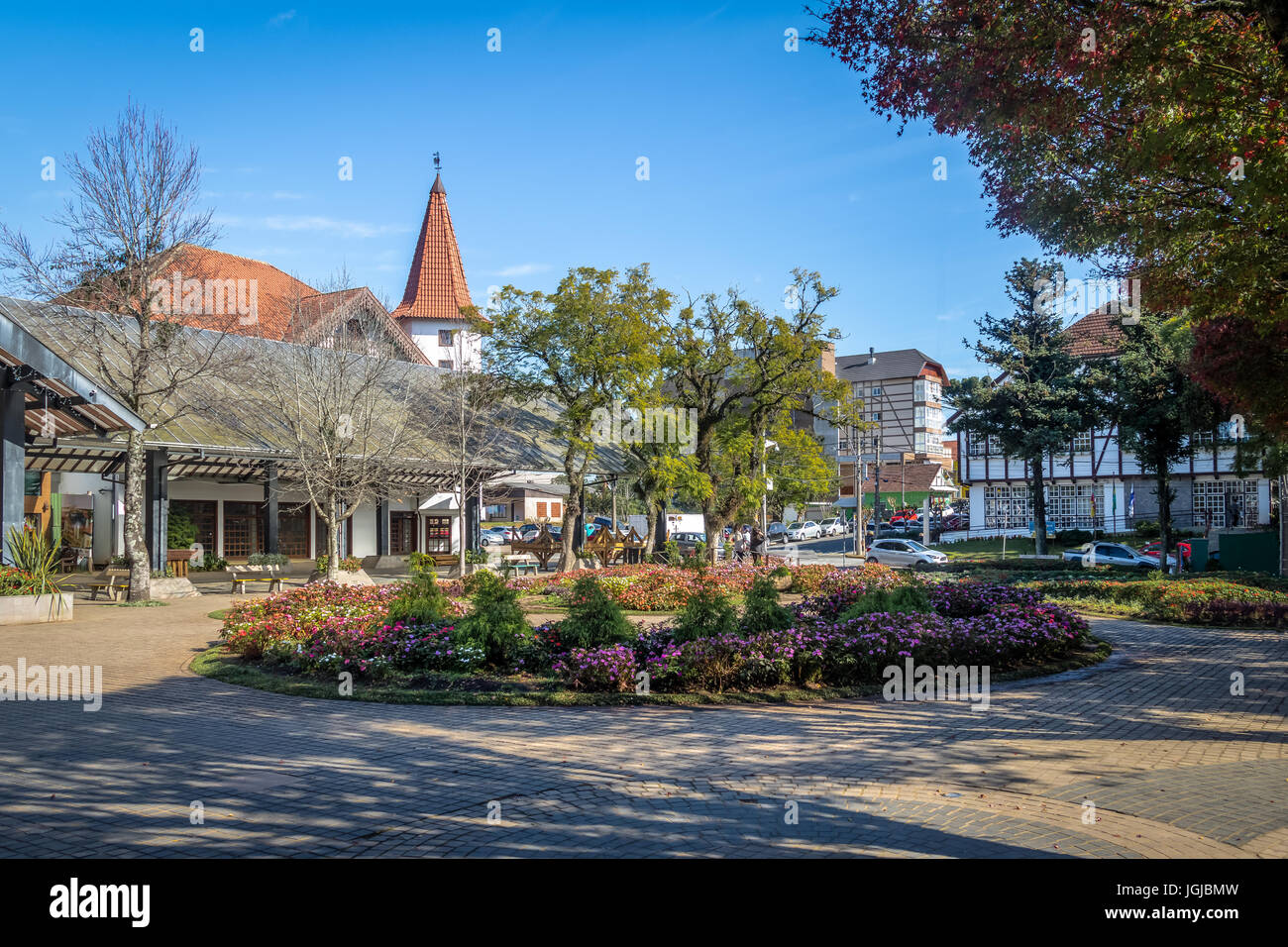 Flower Square (Praça das Flores) - Nova Petropolis, Rio Grande do Sul, Brazil Stock Photo