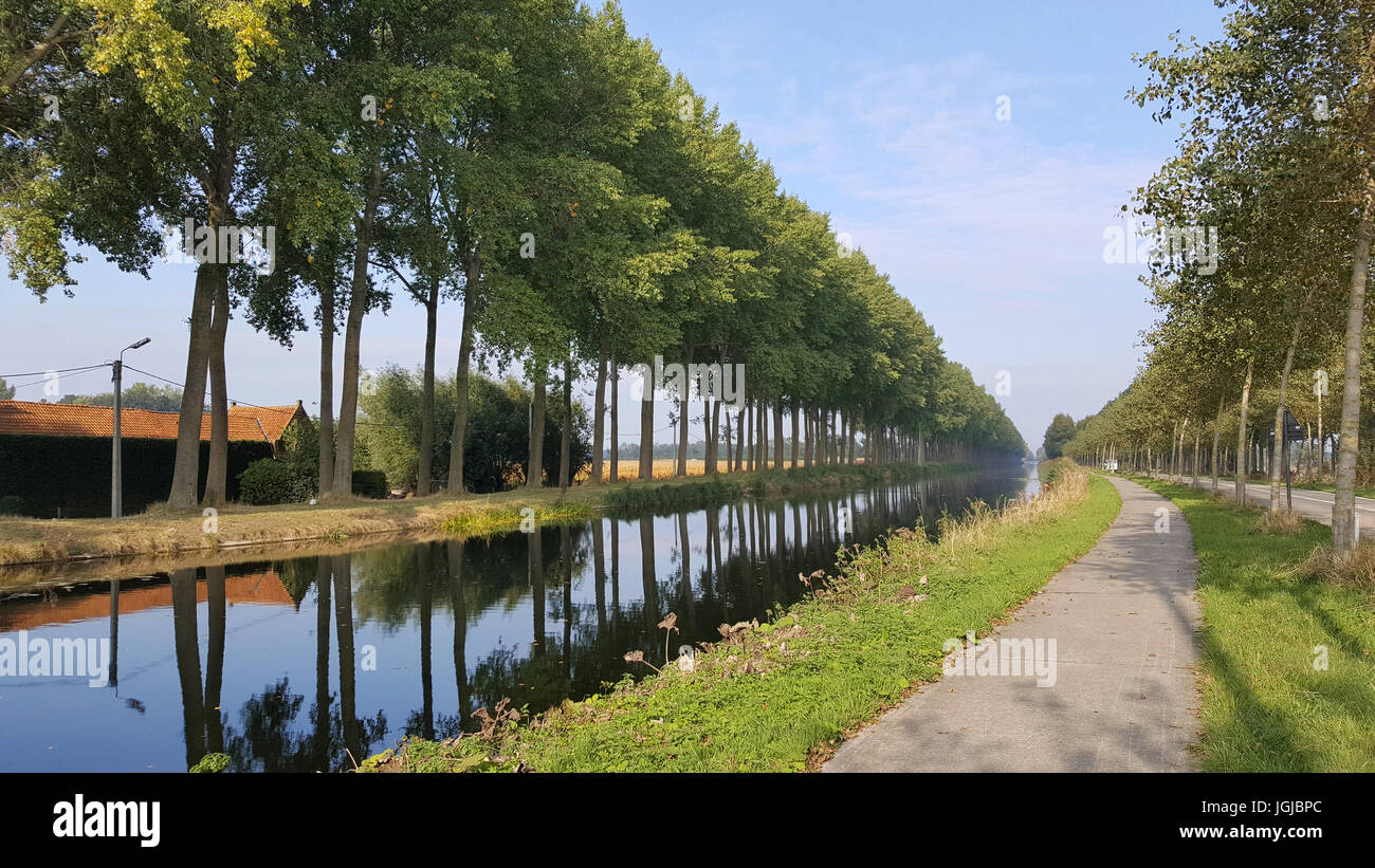 Damme Canal at Bruges, Belgium. Stock Photo
