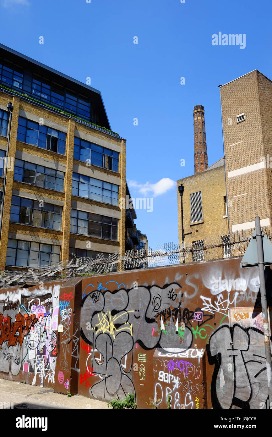 Graffiti off Hanbury Street in Spitalfields in the East End of London Stock Photo