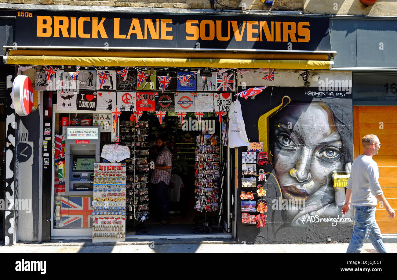 London souvenir shop at 160a Brick Lane in Shoreditch, in the East End of London Stock Photo Alamy