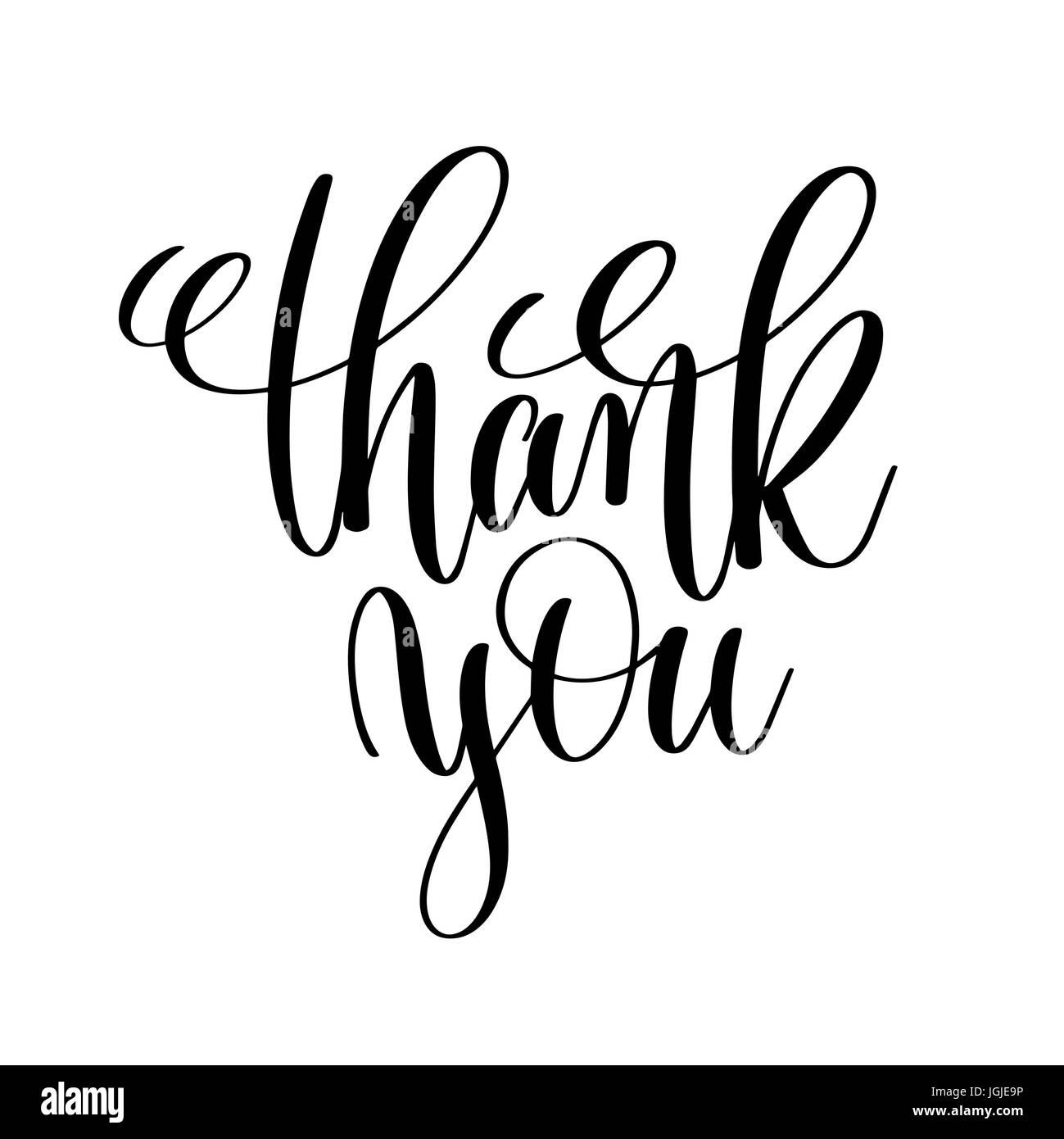 thank you black and white handwritten lettering Stock Vector Image ...