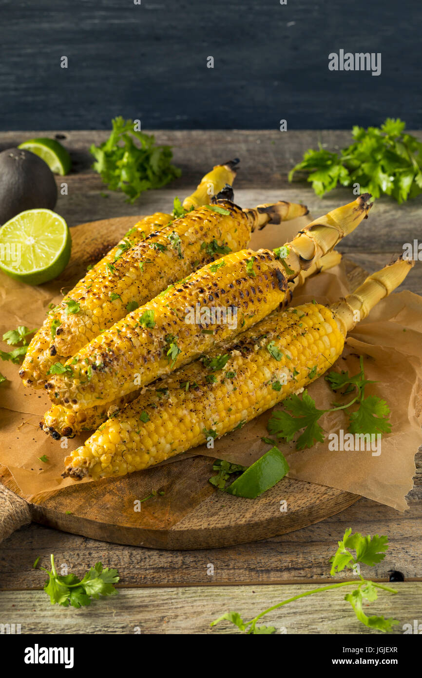 Barbecued Homemade Elote Mexican Street Corn with Mayo and Chili Powder Stock Photo Alamy