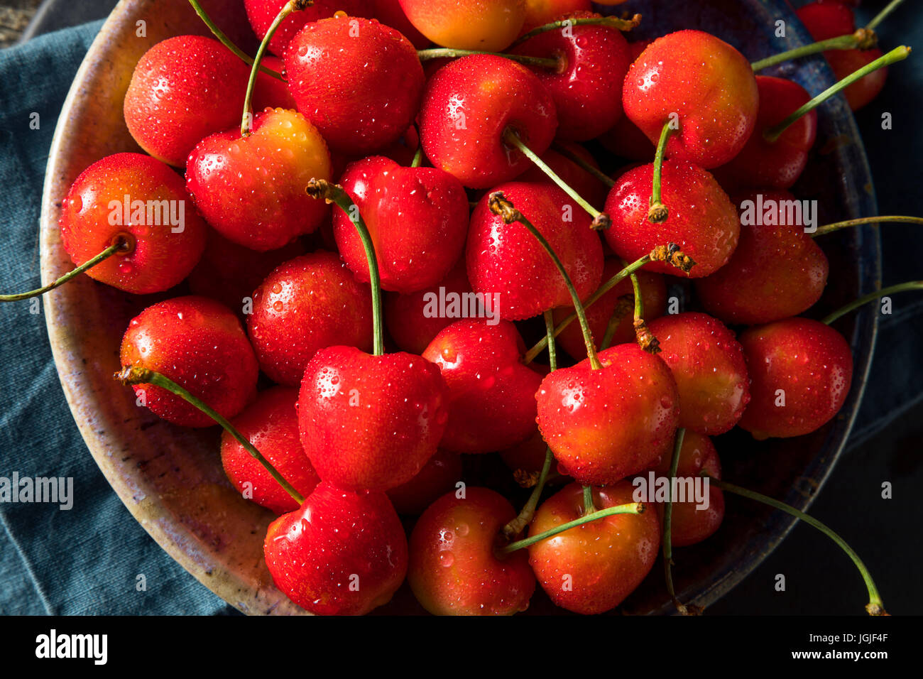 Raw Organic Red Sweet Cherries Ready to Eat Stock Photo