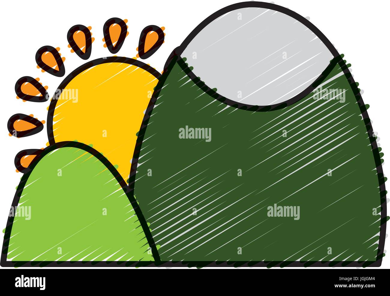 mountains and sun icon over white background vector illustration Stock ...