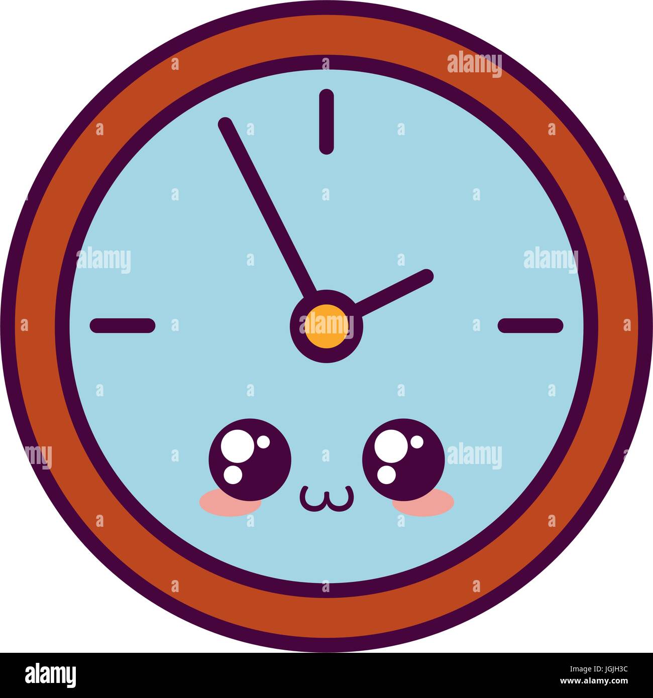 kawaii clock icon over white background vector illustration Stock ...