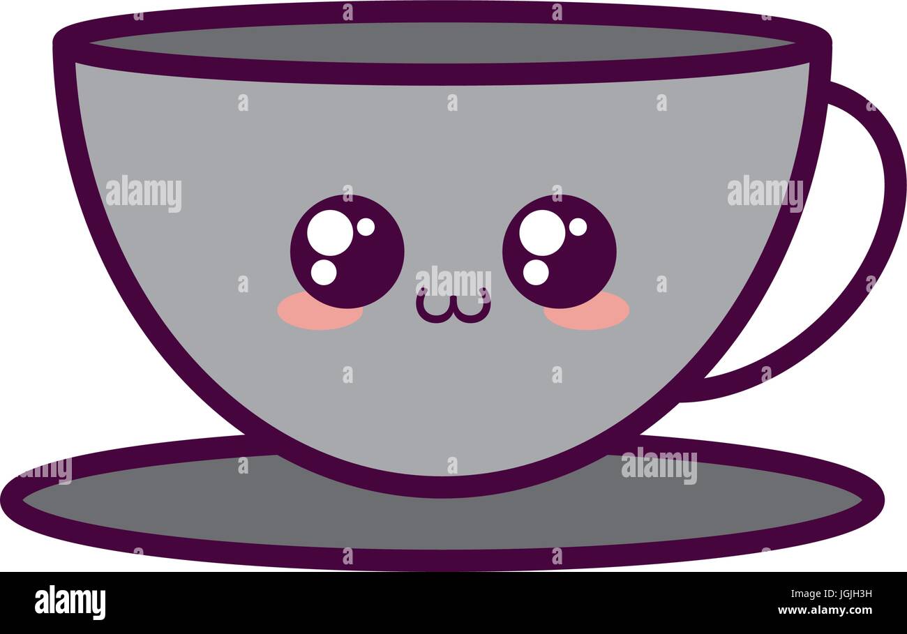 kawaii coffee mug icon over white background vector illustration Stock