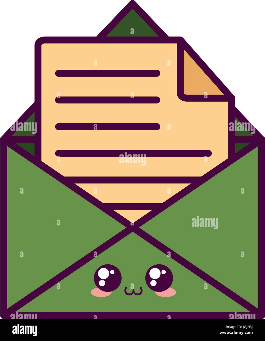 kawaii envelope icon over white background colorful design vector ...
