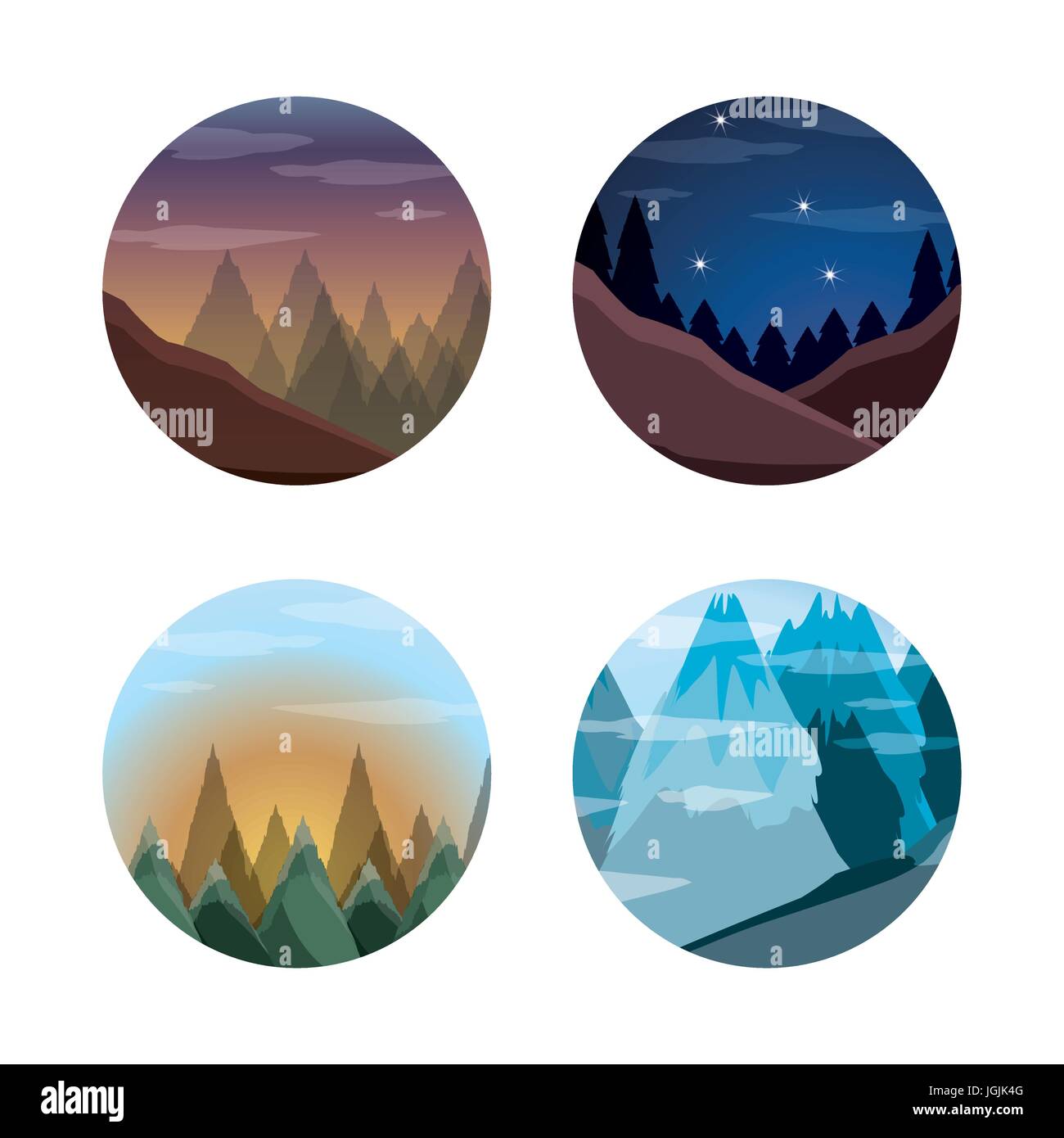 set landscape with mountains and pine trees concept Stock Vector Image ...