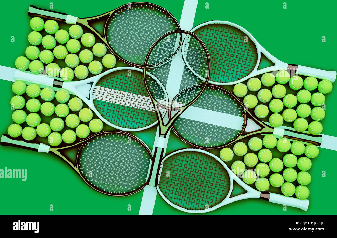 Tennis rackets and balls. Tennis school Stock Photo Alamy