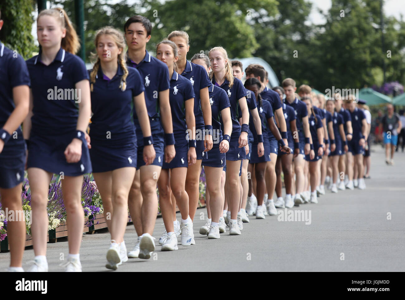 Ball boys and girls on day six of the Wimbledon Championships at the