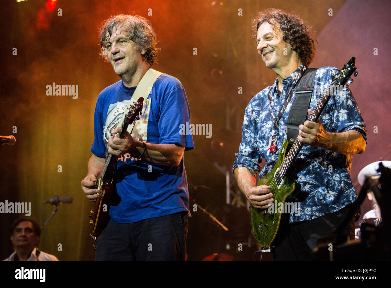 Lugano, Switzerland. 06th July, 2017. EMIR KUSTURIZA & NO SMOKING ORCHESTRA performs live on stage at Piazza Della Riforma during the 'Estival Jazz 2017' Credit: Rodolfo Sassano/Alamy Live News Stock Photo