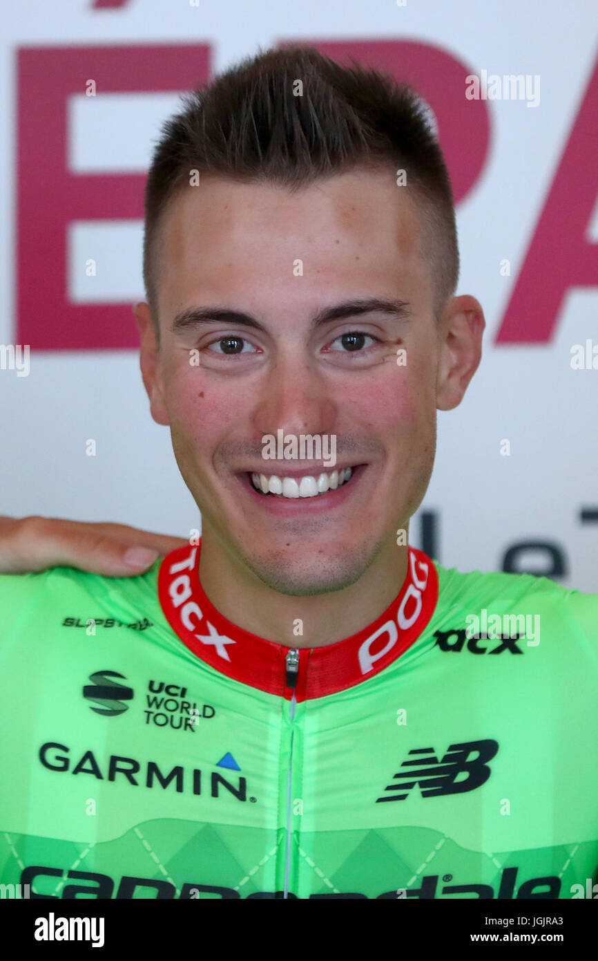 Duesseldorf, Germany. 29th June, 2017. Alberto Bettiol from Italy of the Team Cannondale Drapac for the Tour de France 2017, photographed in Duesseldorf, Germany, 29 June 2017. Photo: Daniel Karmann/dpa/Alamy Live News Stock Photo