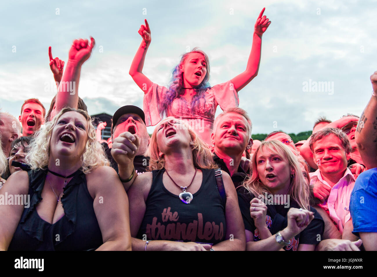 Coventry, UK. 7th July, 2017.  The annual Coventry Godiva Music Festival opened last night with huge crowds attending to watch legendary New Wave band The Stranglers headline.    The festival runs until Sunday evening with acts such as Kate Nash, Example, Badfinger and The Darkness still to perform.  Credit: AG News/Alamy Live News. Stock Photo