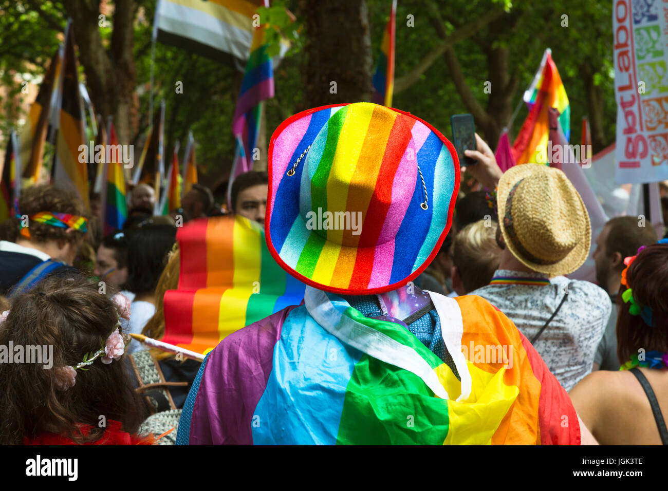 Bristol, UK. 8th July, 2017. Preparations for the Bristol Pride Parade. Credit: Elizabeth Nunn/Alamy Live News. Stock Photo