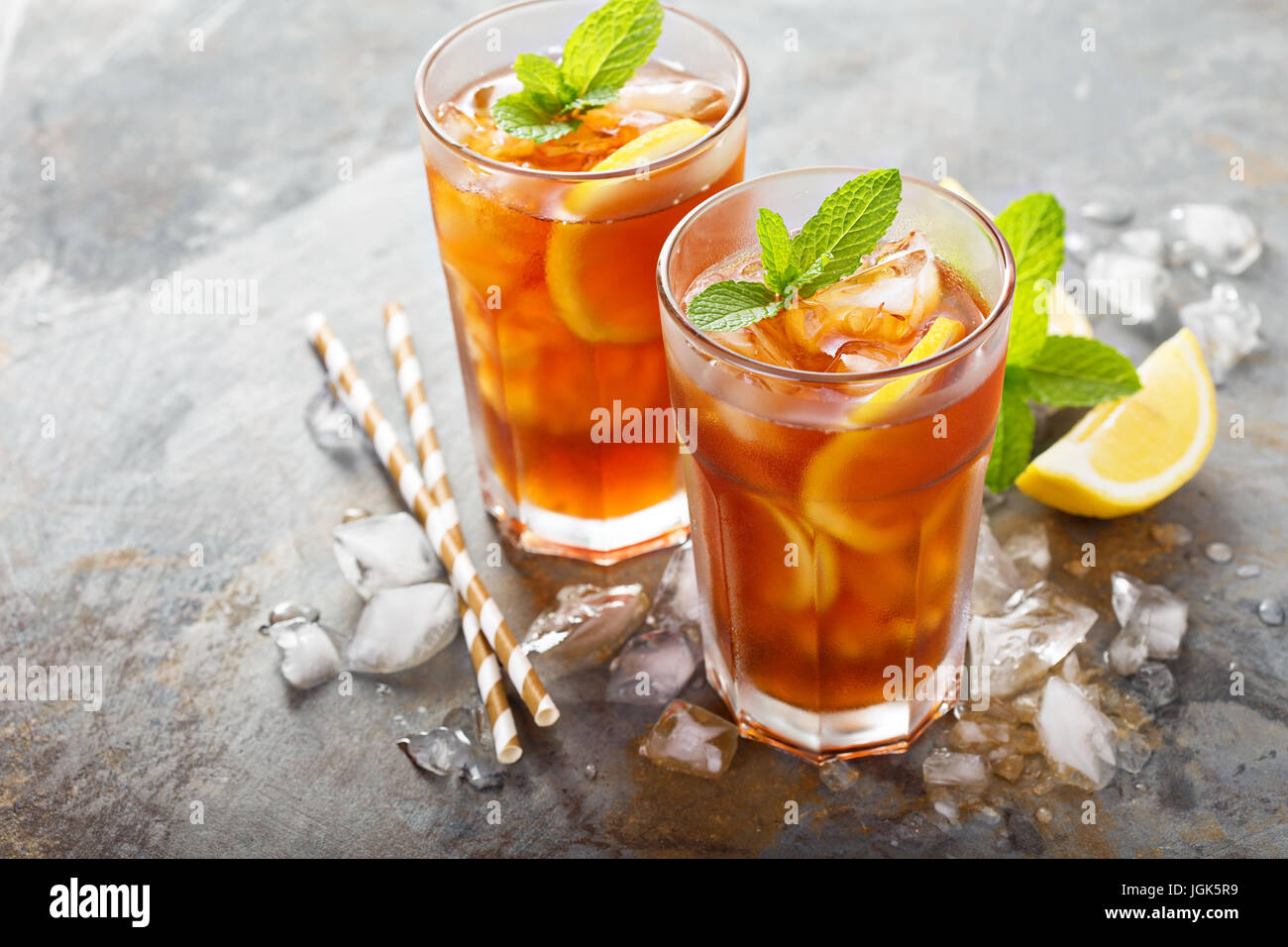 Traditional iced tea with lemon Stock Photo