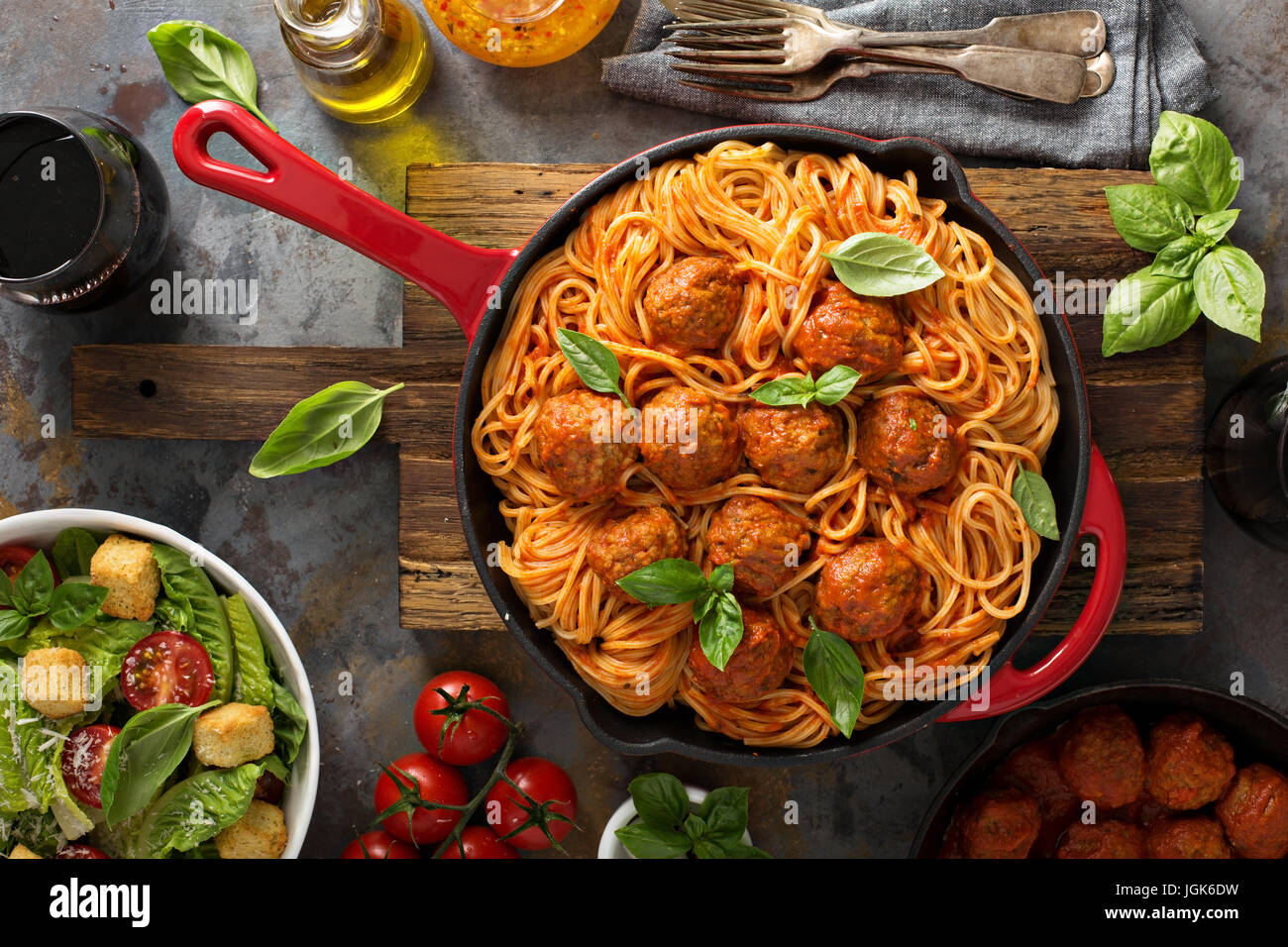 Spaghetti with tomato sauce and meatballs Stock Photo Alamy