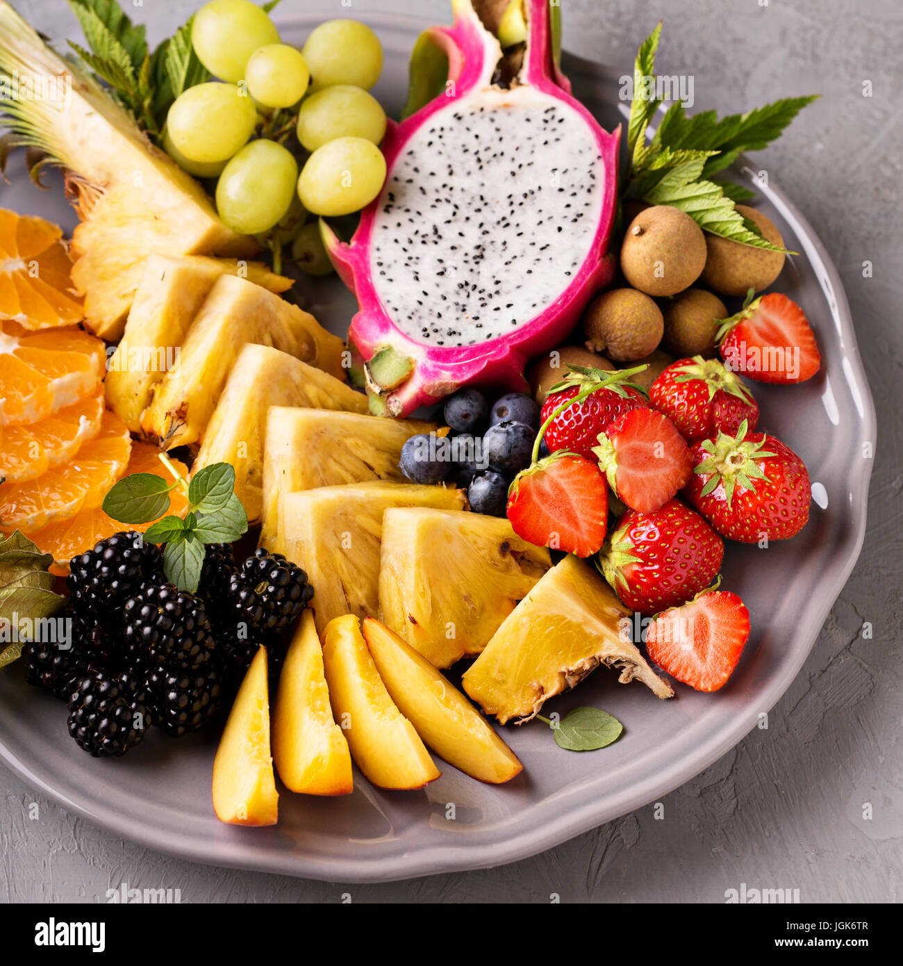 Exotic fruits on a tray Stock Photo