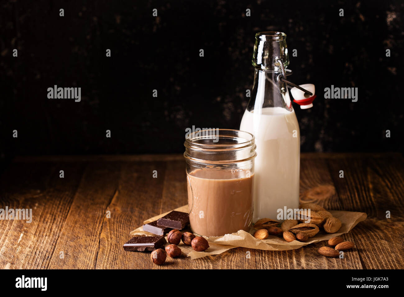 Homemade nut milk Stock Photo Alamy