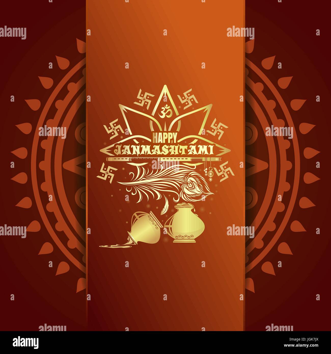 happy krishna janmashtami greeting card stock vector art