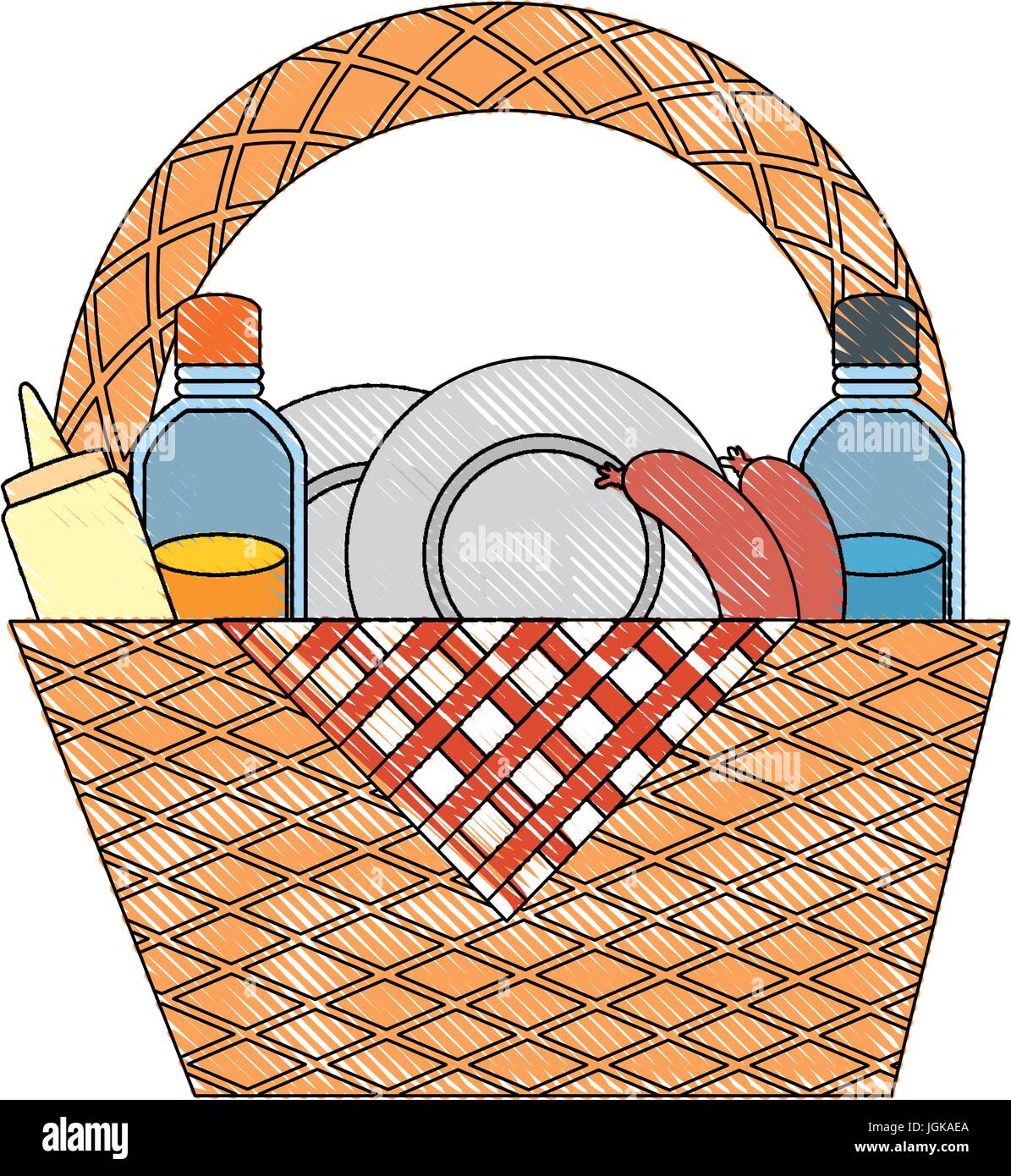 picnic basket with food icon over white background vector illustration ...