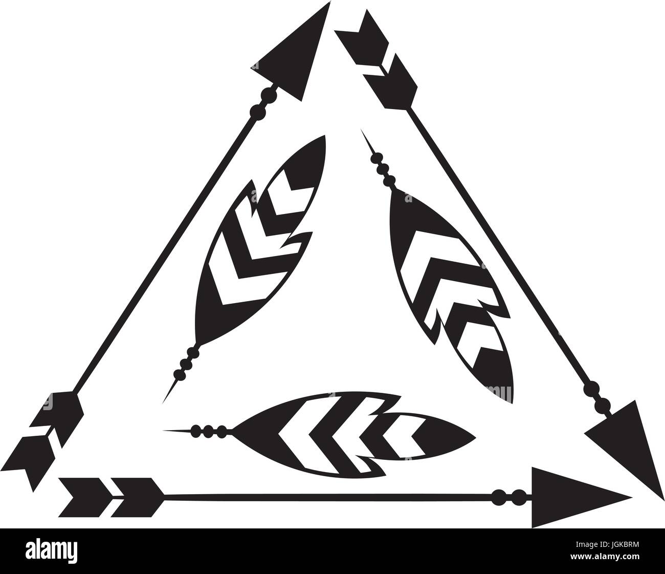 Decorative arrows with feathers boho style vector illustration design ...