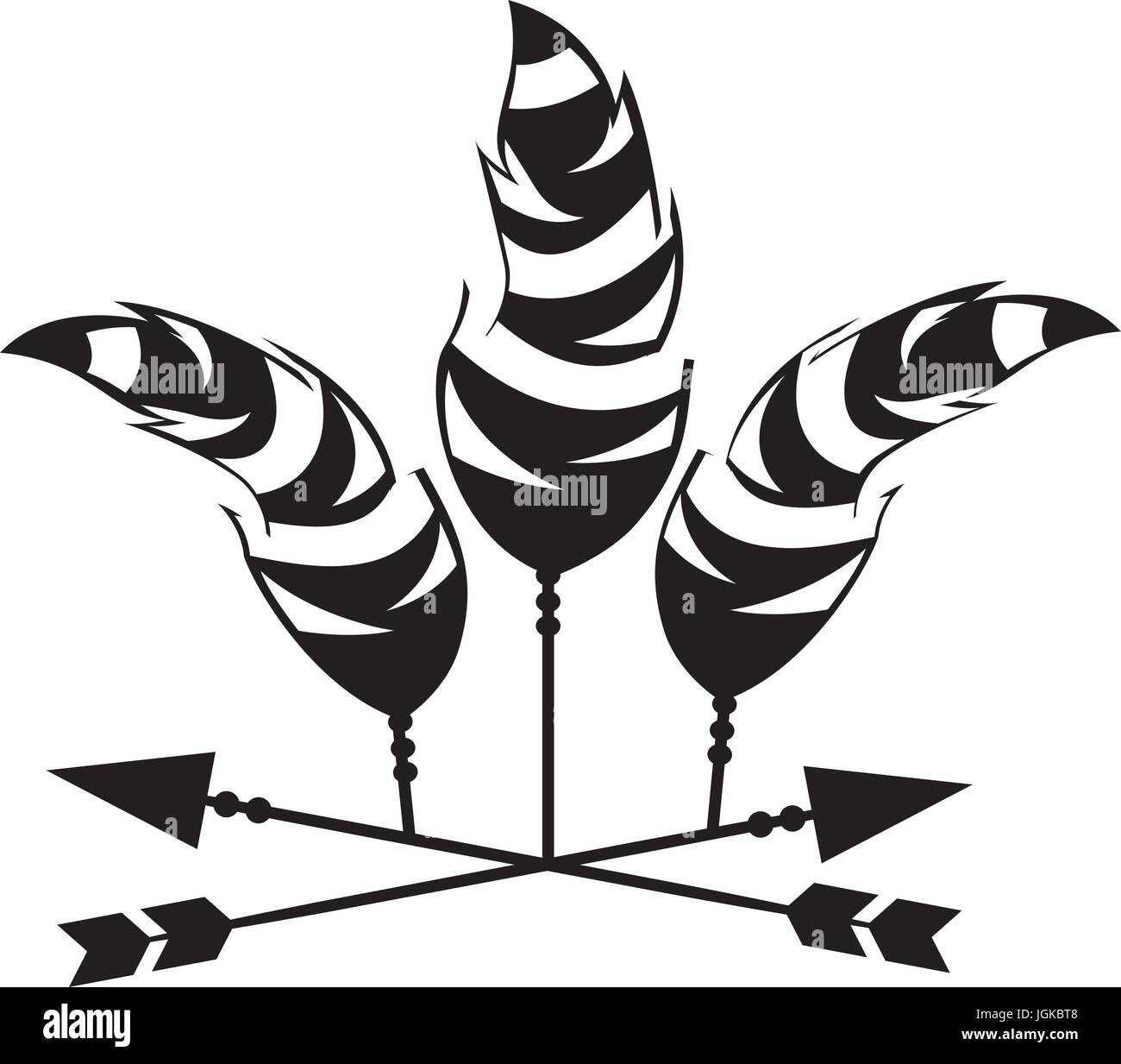 Decorative arrows with feathers boho style vector illustration design ...