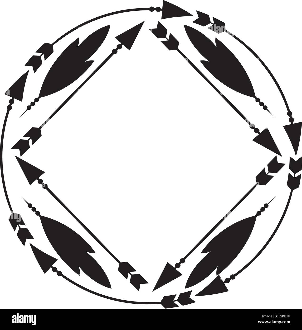 Decorative arrows with feathers boho style vector illustration design ...