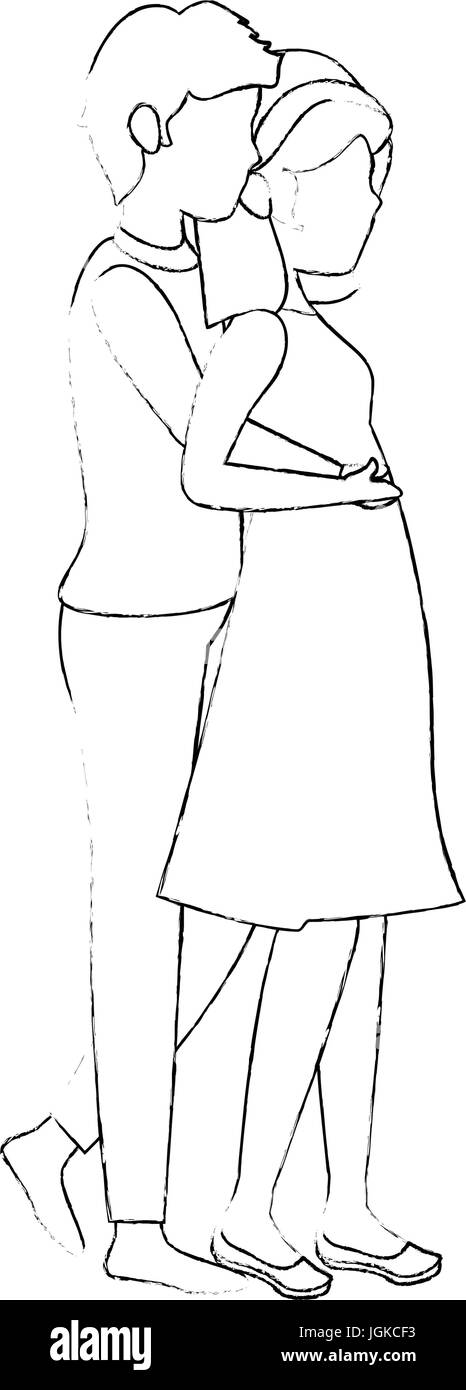 Two People Hugging Drawing