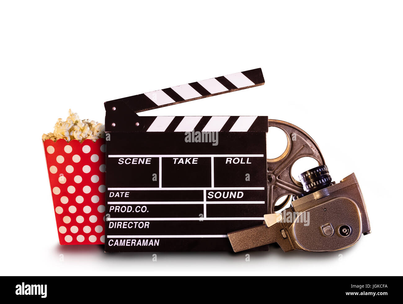 Retro film production accessories isolated on white background. Concept ...