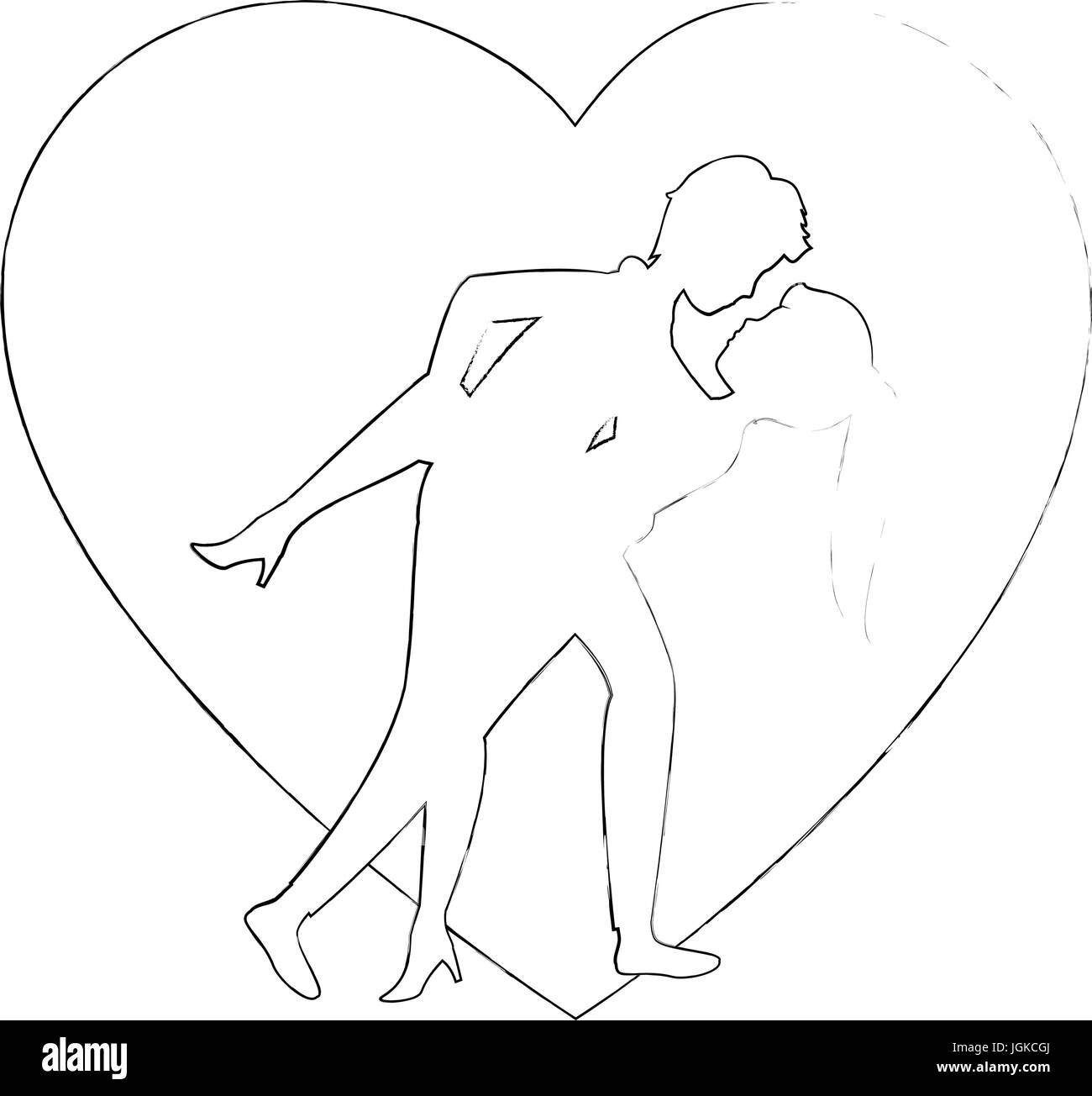 heart with silhouette of couple in love icon over white background ...