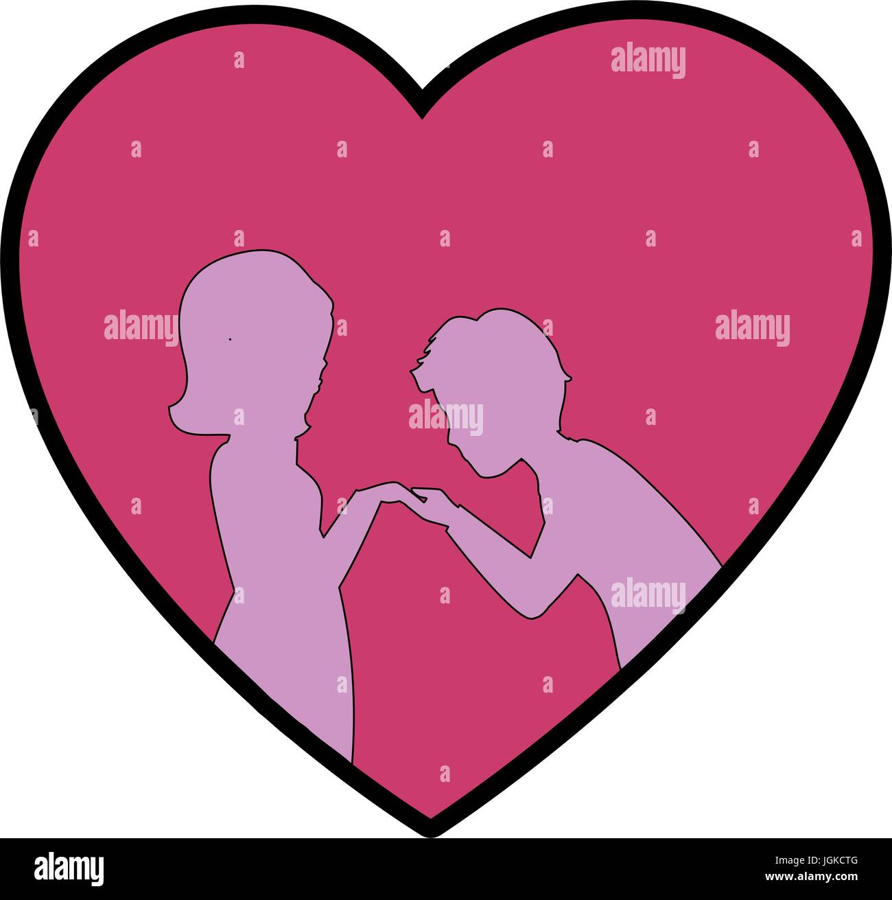 heart with silhouette of couple in love icon over white background ...