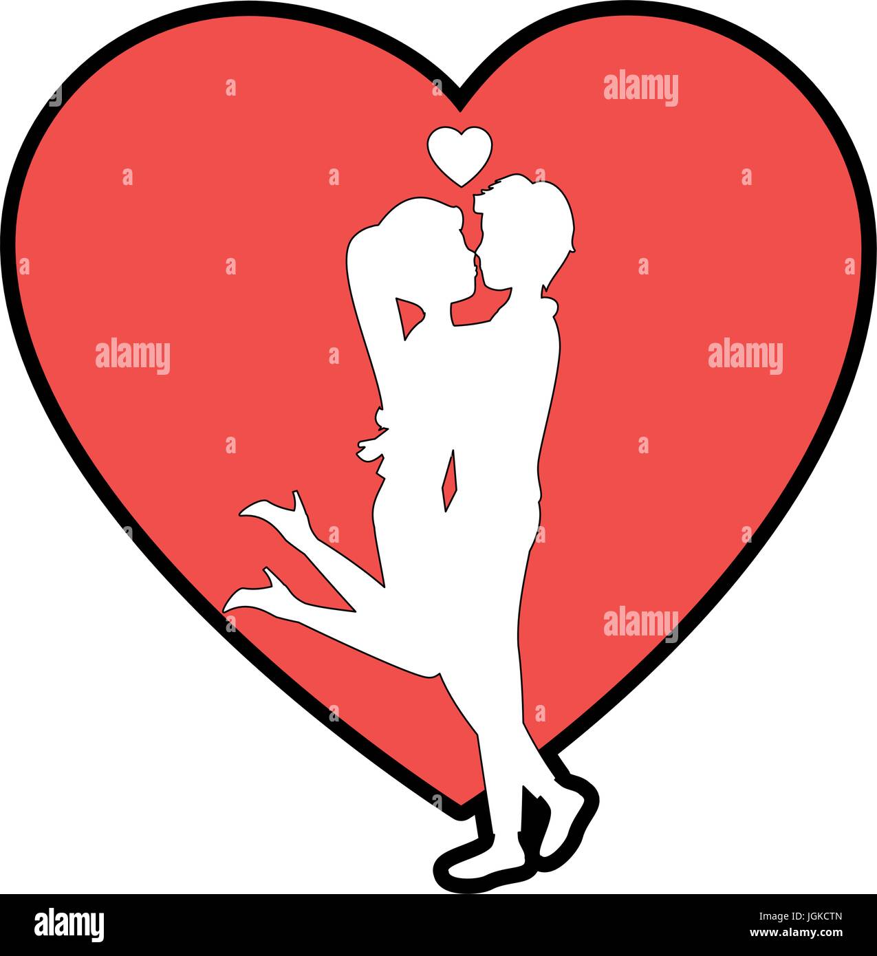 heart with silhouette of couple in love icon over white background ...