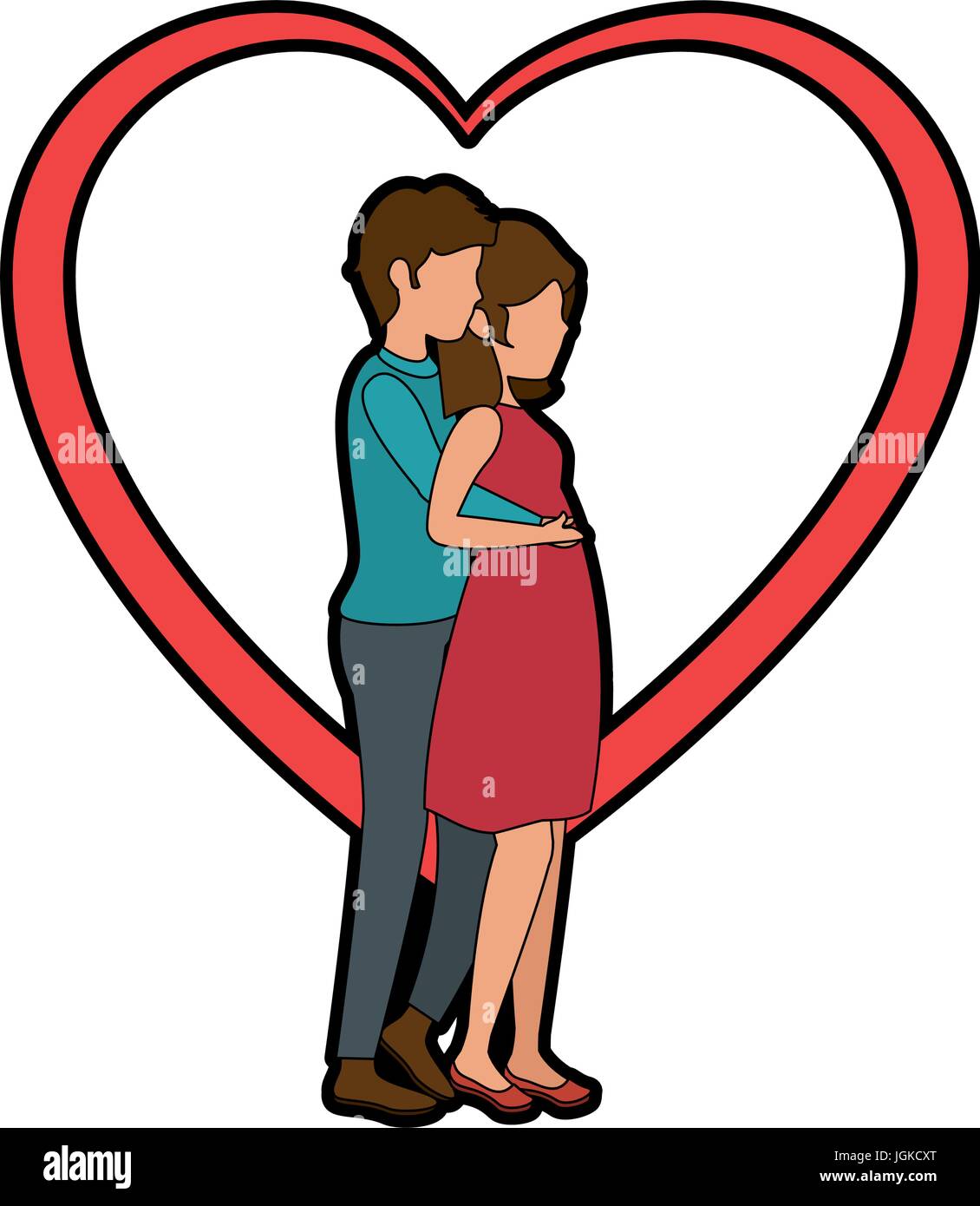 heart with couple in love icon over white background colorful design ...