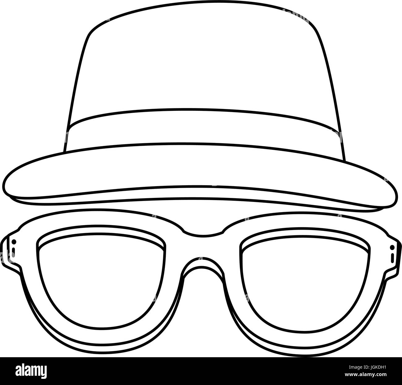 hat and glasses icon over white background vector illustration Stock