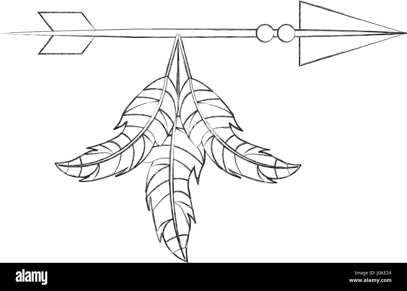 Decorative arrows with feathers boho style vector illustration design ...