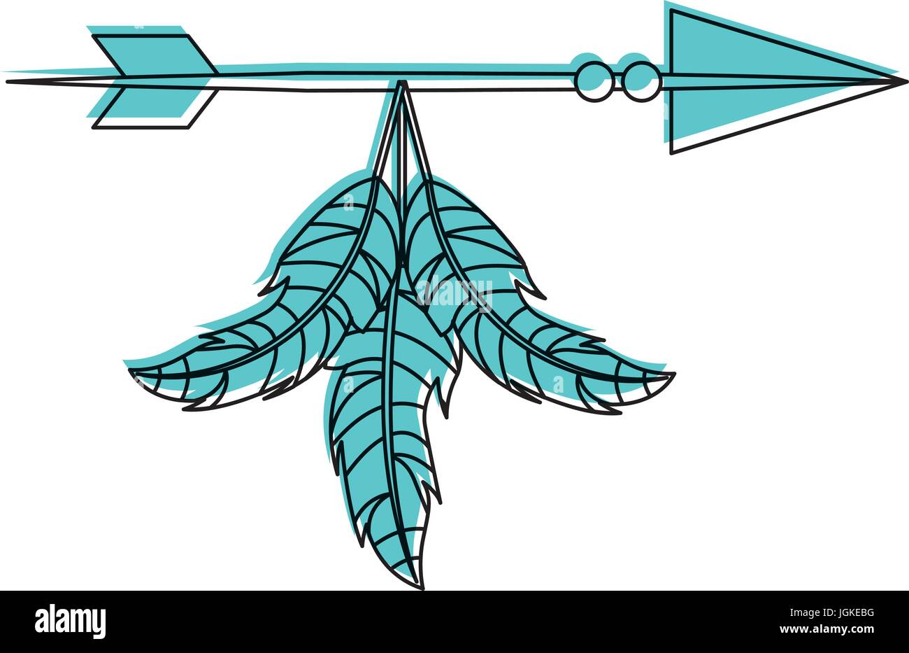 Decorative arrows with feathers boho style vector illustration design ...