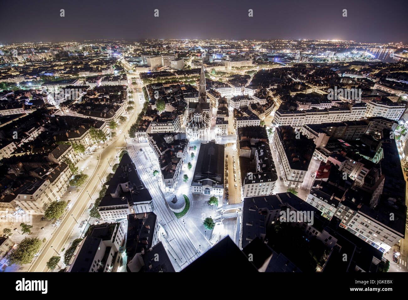 Aerial view on Nantes city in France Stock Photo - Alamy