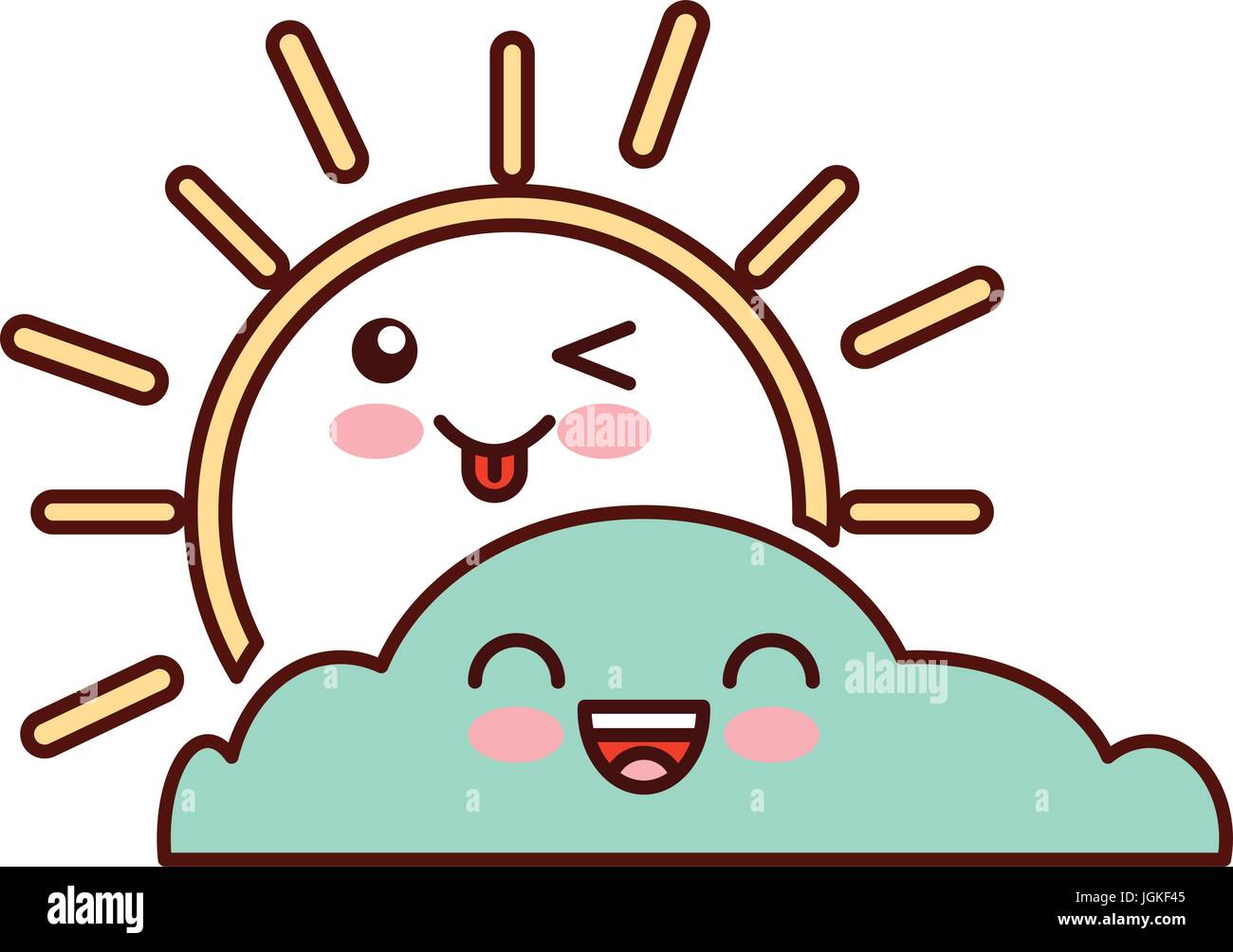 summer sun with cloud scene kawaii character Stock Vector Image & Art ...