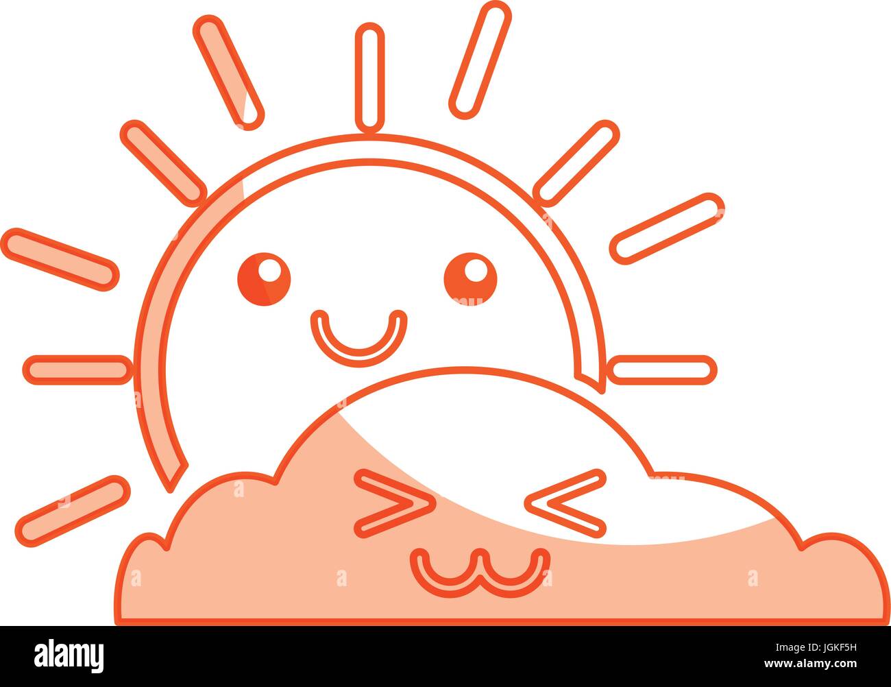 summer sun with cloud scene kawaii character Stock Vector Image & Art ...