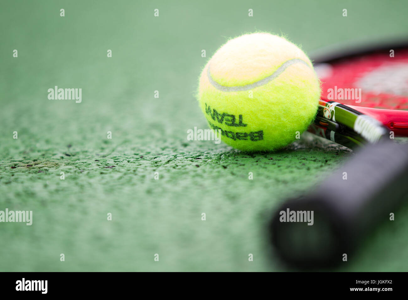 tennis racket and balls Stock Photo