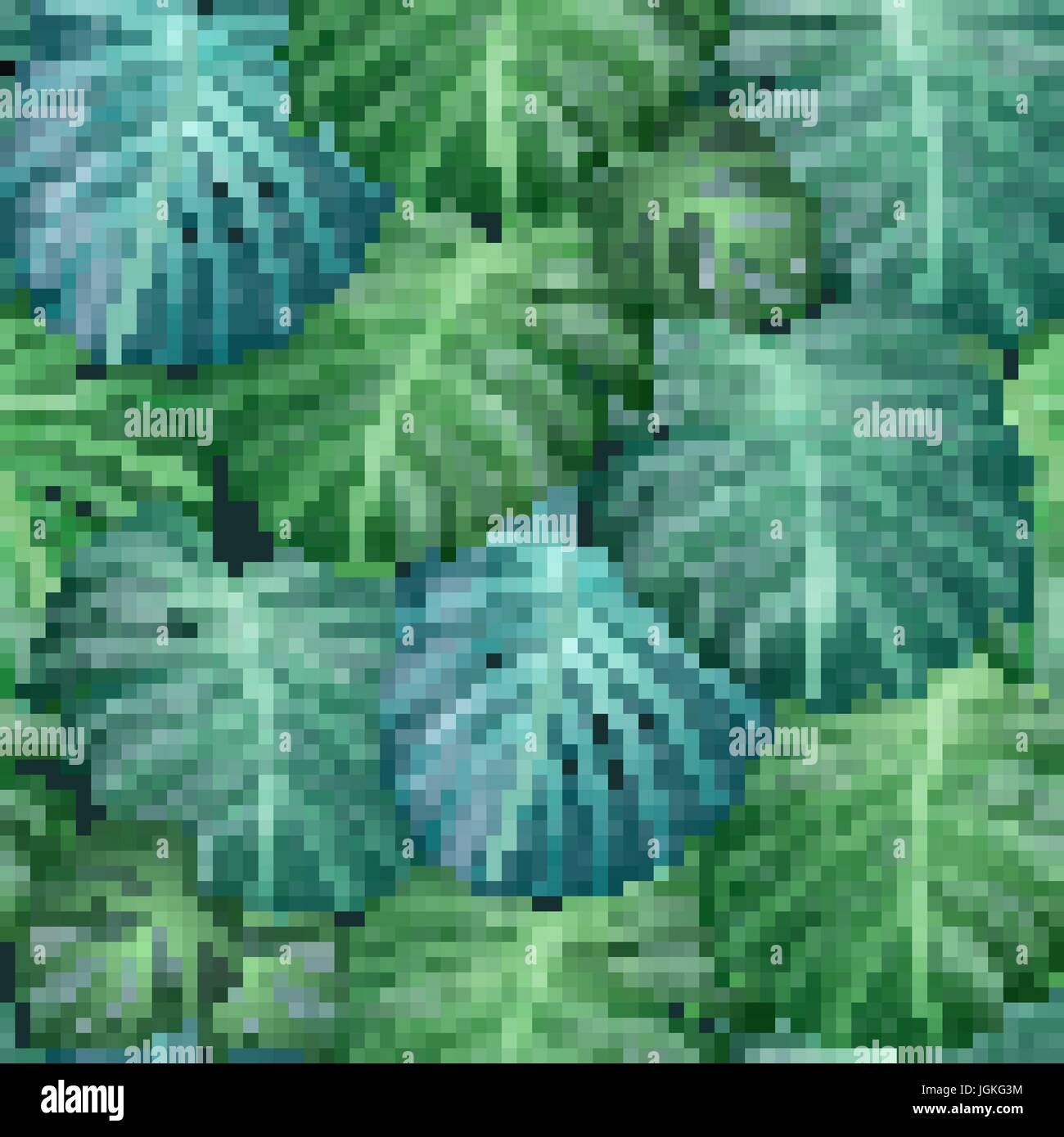 Seamless vector tropical pattern with green monstera palm leaves on ...