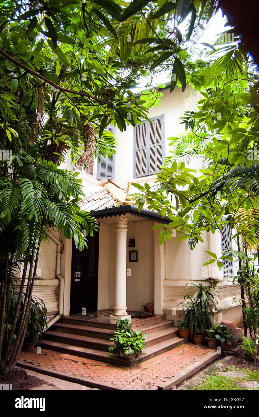 Restored French colonial mansion, Vientiane, Laos Stock Photo