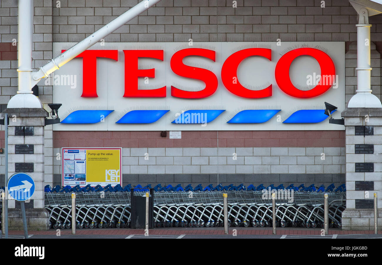 General view of a Tesco supermarket store. Stock Photo