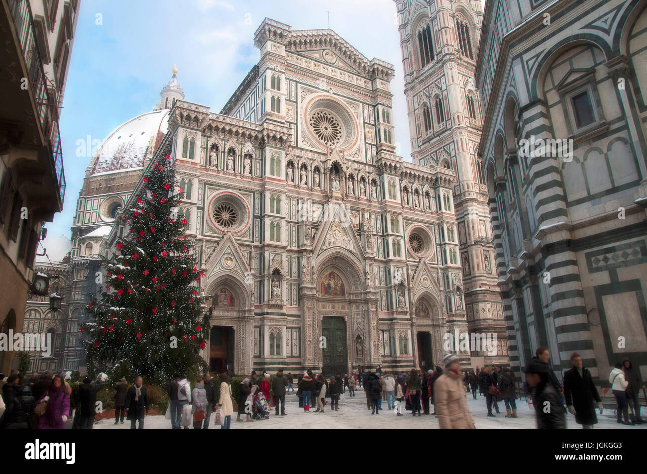 A photo of the cathedral of Florence in Christmas eve. Italy Stock Photo